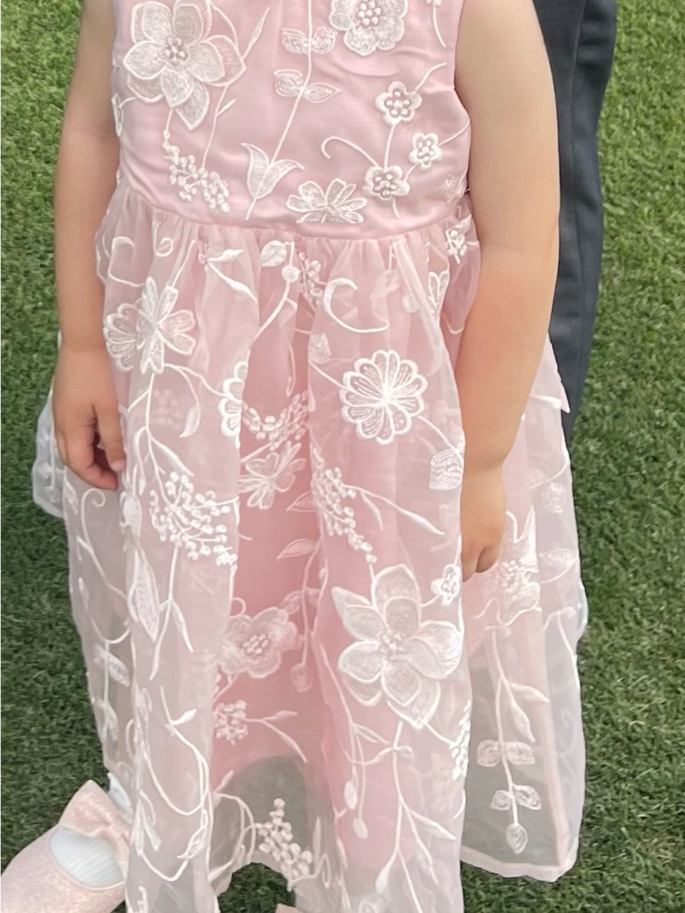 H&M Toddler Girls Pink Embroidered Floral Organza Dress - Size 1 1/2-2yrs